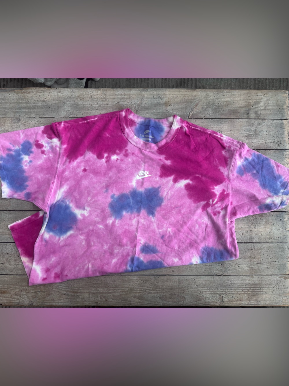 Large Nike Pink and Purple Tie-Dye Tee